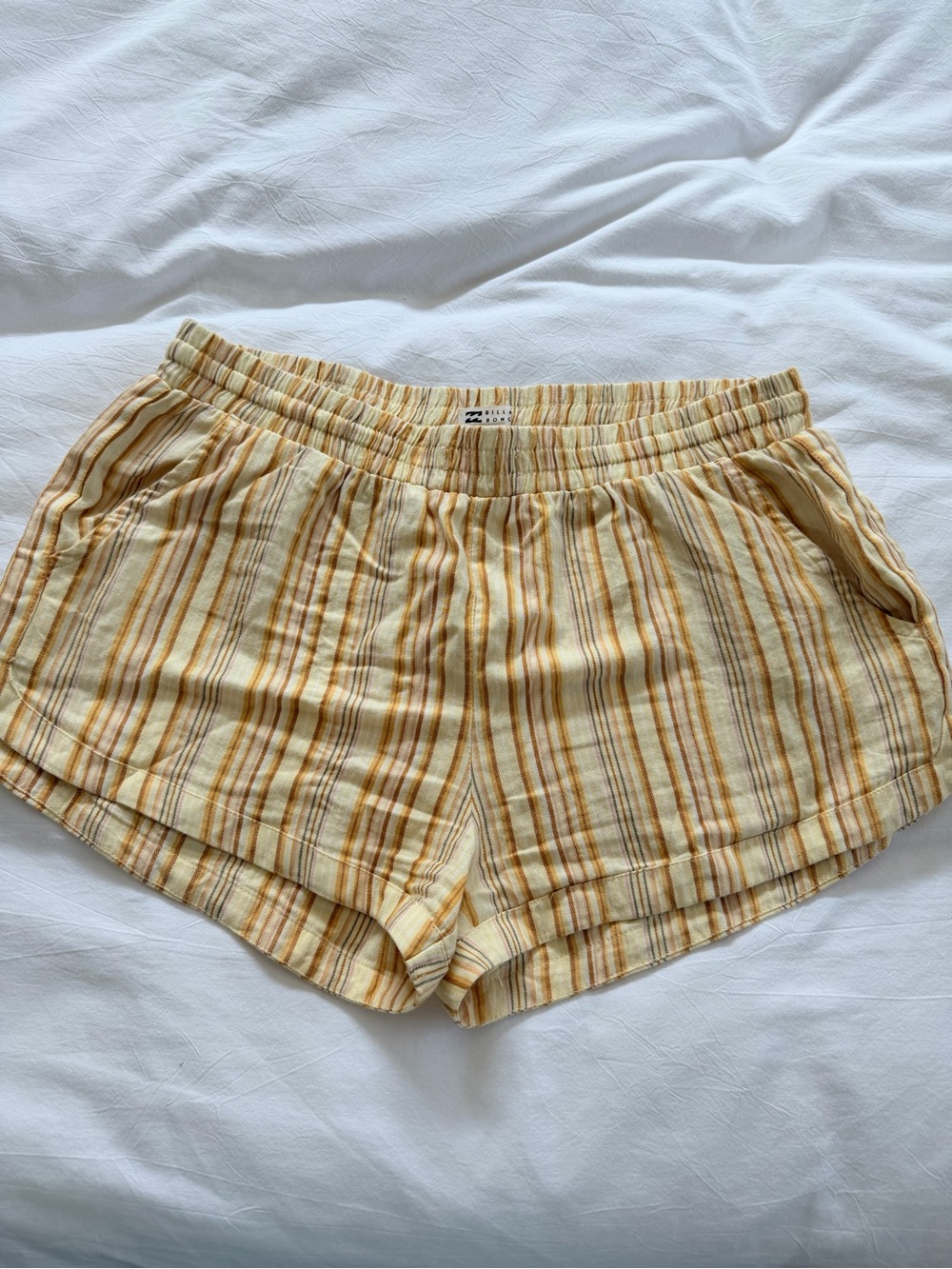 Billabong Striped Yellow Elastic-Waist Women’s Shorts